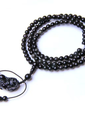 天然黑曜石貔貅手链