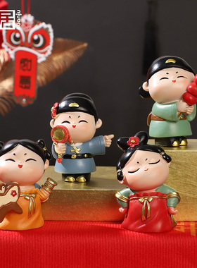 古风国潮唐小圆和小竹马情侣摆件