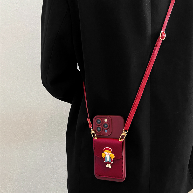 辫子女孩卡包reno11适用opporeno10手机壳reno9/8pro卡通reno6/5k女reno7防摔A1斜挎A97/A58全包边findx6套k9