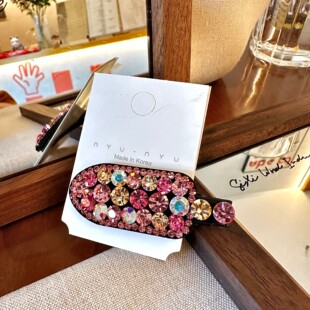 韩国ins满钻6厘米小铲子发夹侧边轻奢彩钻刘海碎发边夹新品鸭嘴夹