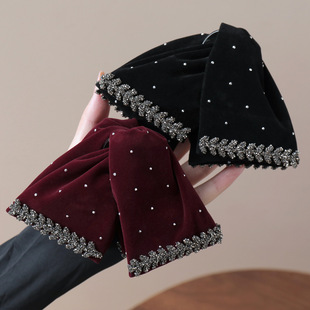 红色丝绒满天星三角麦穗抓夹女高级感后脑勺显发量鲨鱼夹头饰发卡