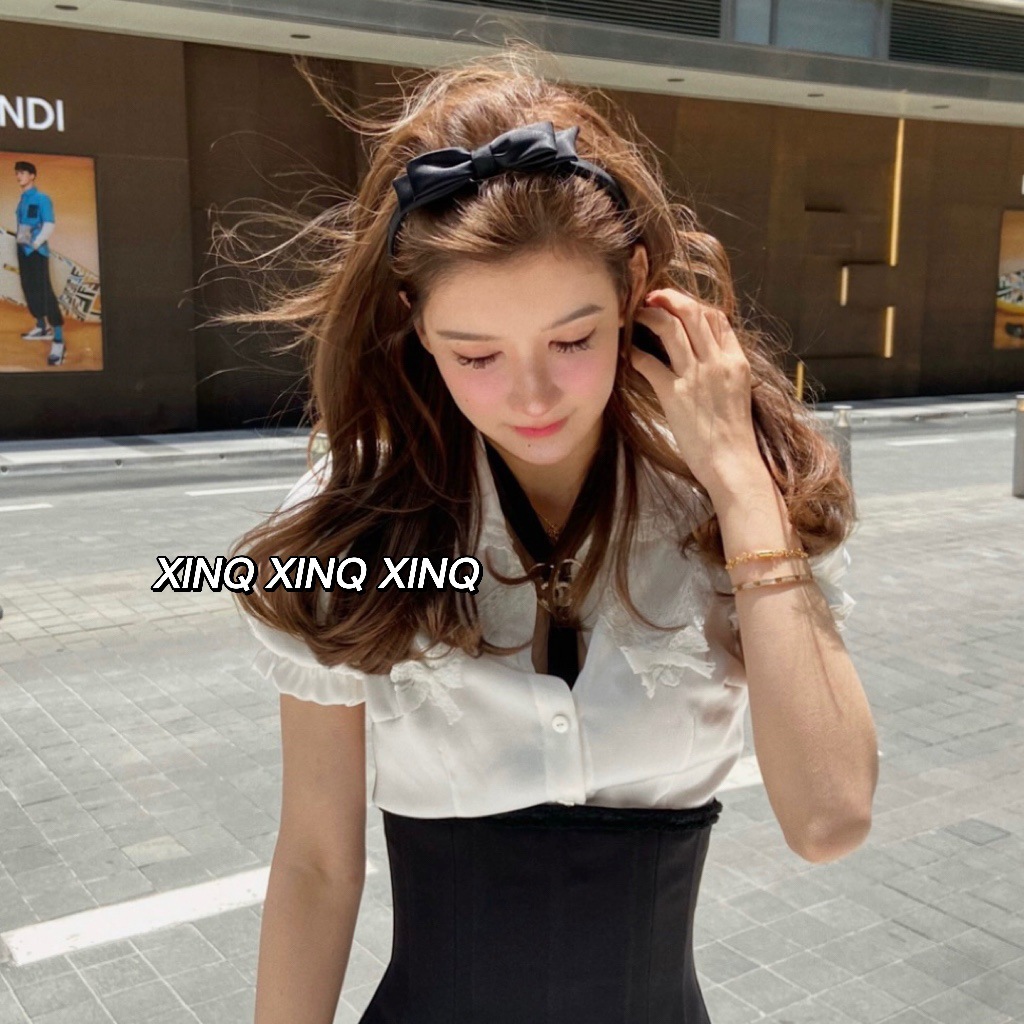 XINQ 精致daily 龙心romance日本缎面质感可爱头顶蝴蝶结发箍