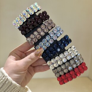 韩国东大门高级感水晶发夹双排钻个性时尚轻奢侧边碎发刘海边夹女