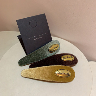 法式复古金标丝绒发夹女简约百搭侧边碎发夹刘海夹发卡头饰一字夹