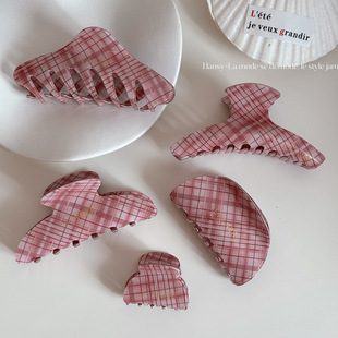 韩国粉色夹子发夹高级感精致马尾抓夹饱满后脑勺半扎发鲨鱼夹发饰