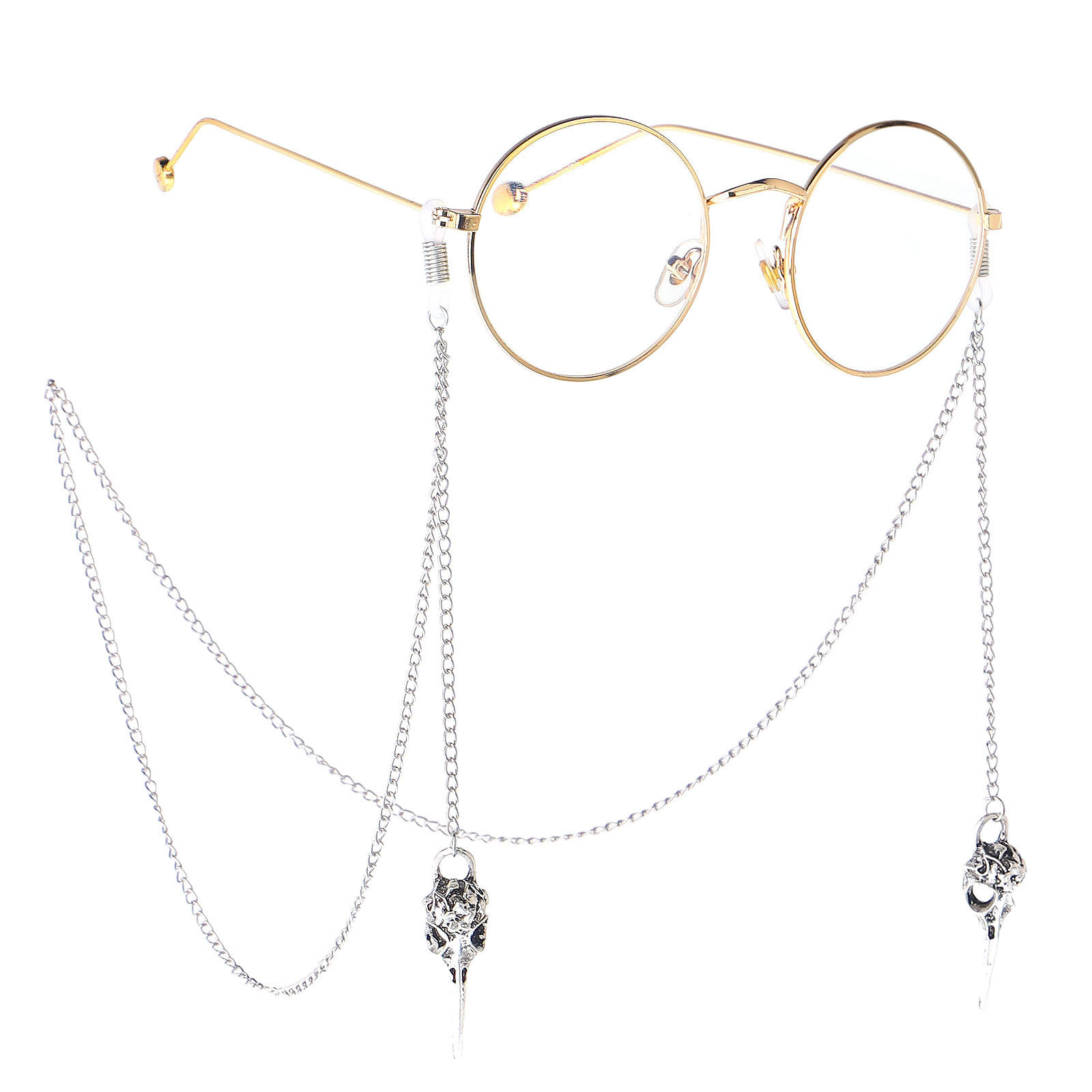 防滑 流行 金属眼镜绳 银色 镂空鸟嘴 吊坠 眼镜链 时尚饰件厂家