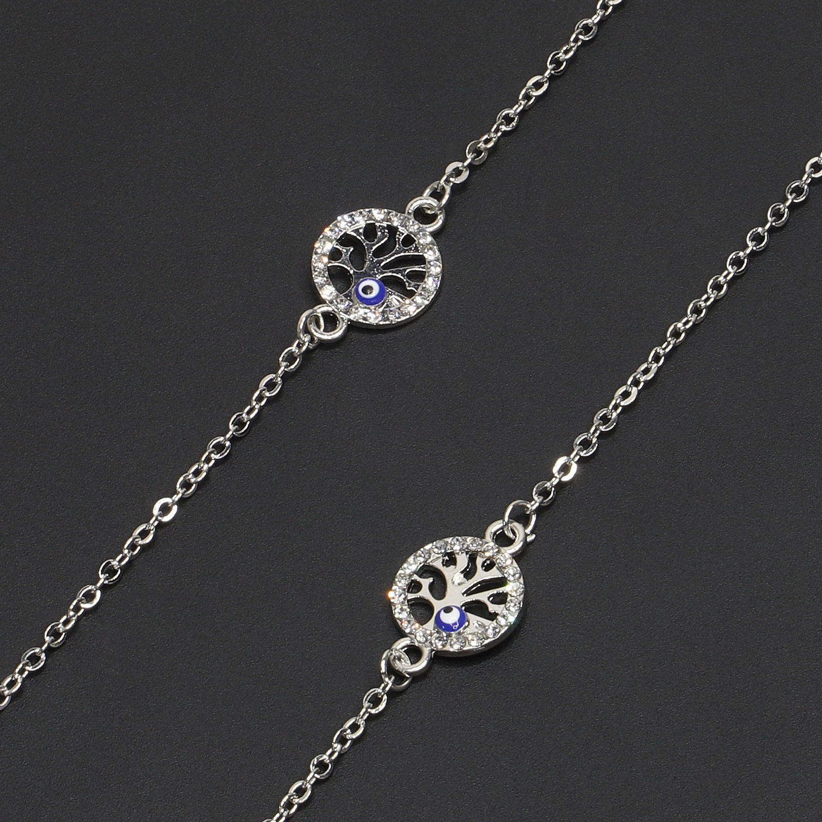 时尚简约 水钻 生命树 眼睛 银色 链条 眼镜绳 防丢 金属 眼镜链