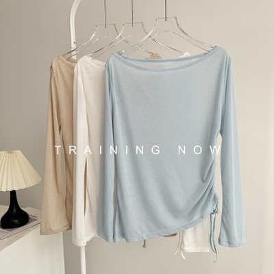 普拉提训练服女秋冬长袖瑜伽上衣新款速干宽松显瘦健身服运动罩衫