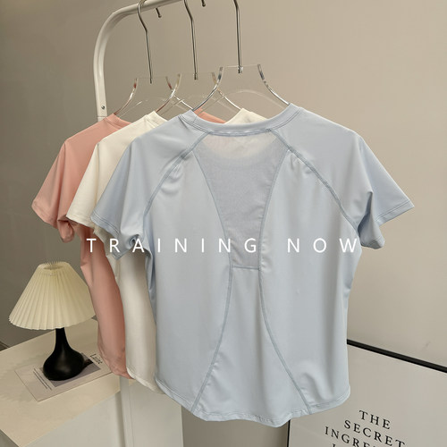 瑜伽服上衣女夏宽松显瘦健身短袖