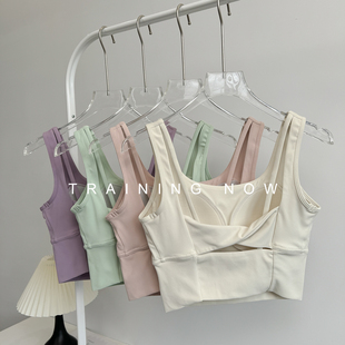 美背聚拢运动内衣女夏季 高强度跑步防震速干文胸外穿瑜伽健身背心