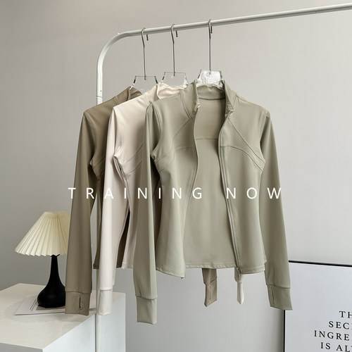 瑜伽服女秋季款拉链外套运动上衣修身长袖外穿跑步专业训练健身服