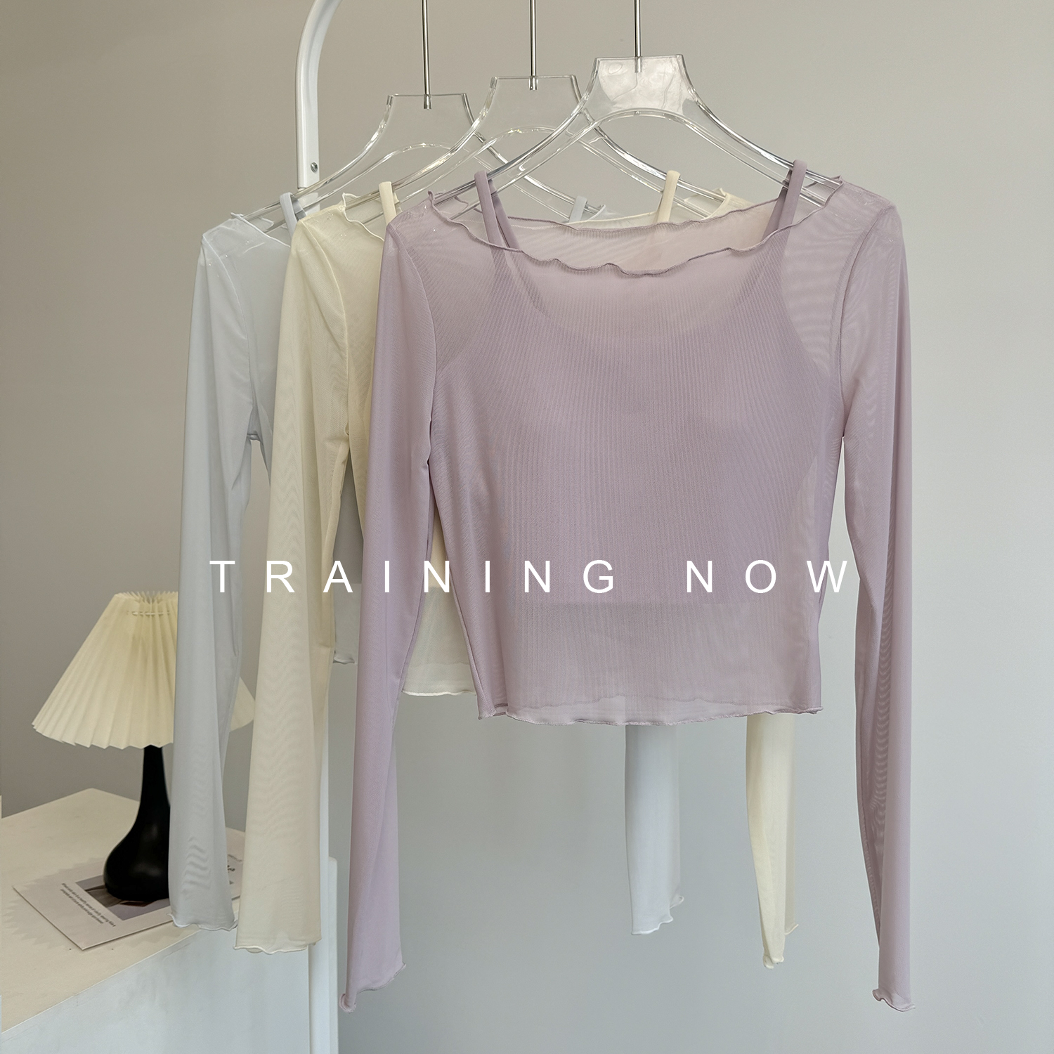 高级感真两件瑜伽服上衣女秋冬带胸垫普拉提训练运动长袖健身套装