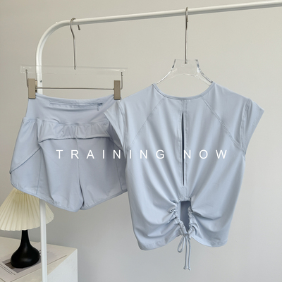 宽松休闲运动套装女夏季晨跑服时尚跑步速干健身衣瑜伽服短袖短裤