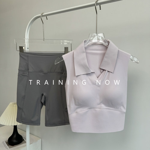 跑步套装女夏季带胸垫瑜伽服背心