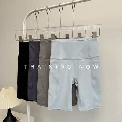 夏季薄款五分运动裤女高腰提臀瑜伽裤速干紧身短裤骑行裤健身中裤