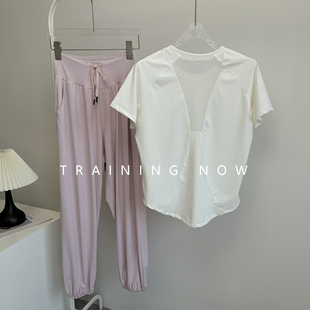 运动套装女夏季宽松薄款普拉提瑜伽服专业跑步速干健身短袖长裤