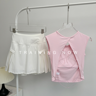 高颜值羽毛球运动套装女夏性感美背带胸垫瑜伽健身背心专业晨跑服