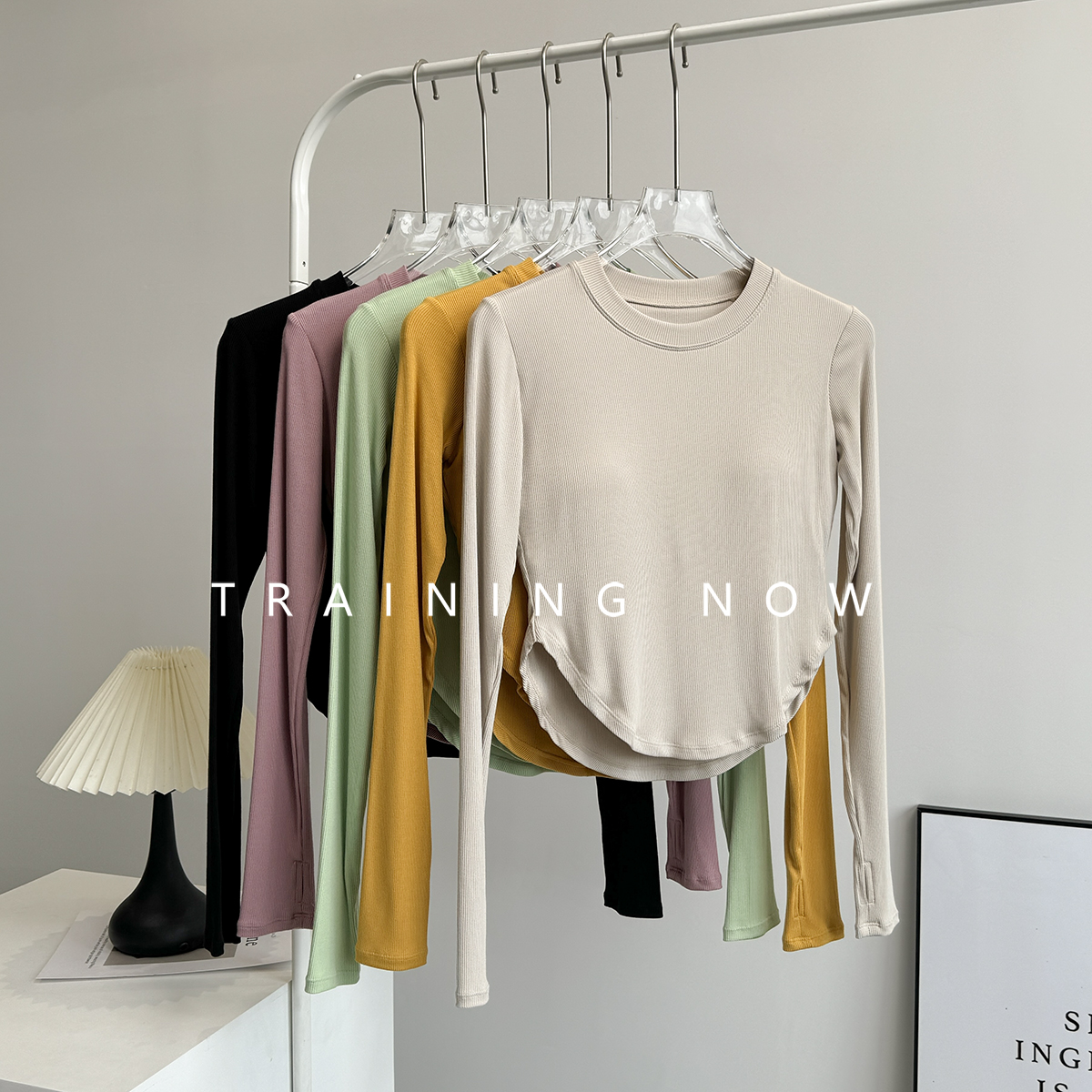 带胸垫瑜伽服长袖女秋季新款