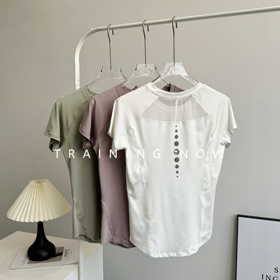 晨跑步锻炼短袖上衣女夏季