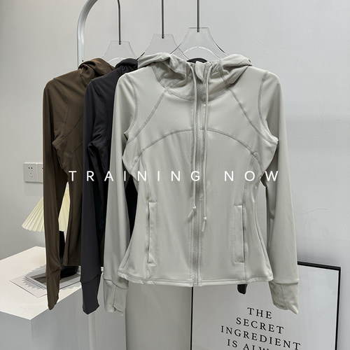 健身外套女连帽开衫秋冬紧身