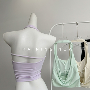 细带美背一体式 运动内衣外穿跑步防震健身文胸性感挂脖瑜伽服背心