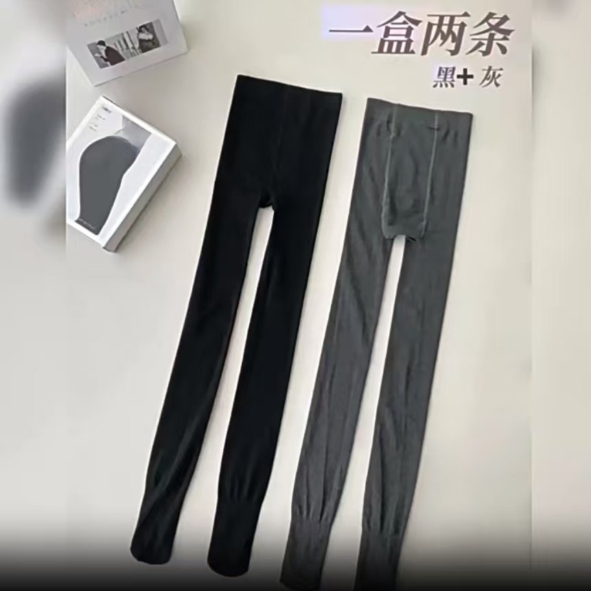 礼盒装原单细竖条200D棉羊绒收腹春秋女打底显瘦瘦腿连裤袜两双装