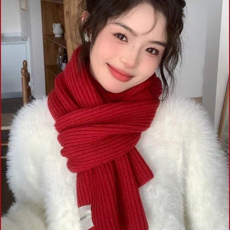 26新品纯色针织围巾女款学生情侣加厚毛线围脖韩系ins风披肩