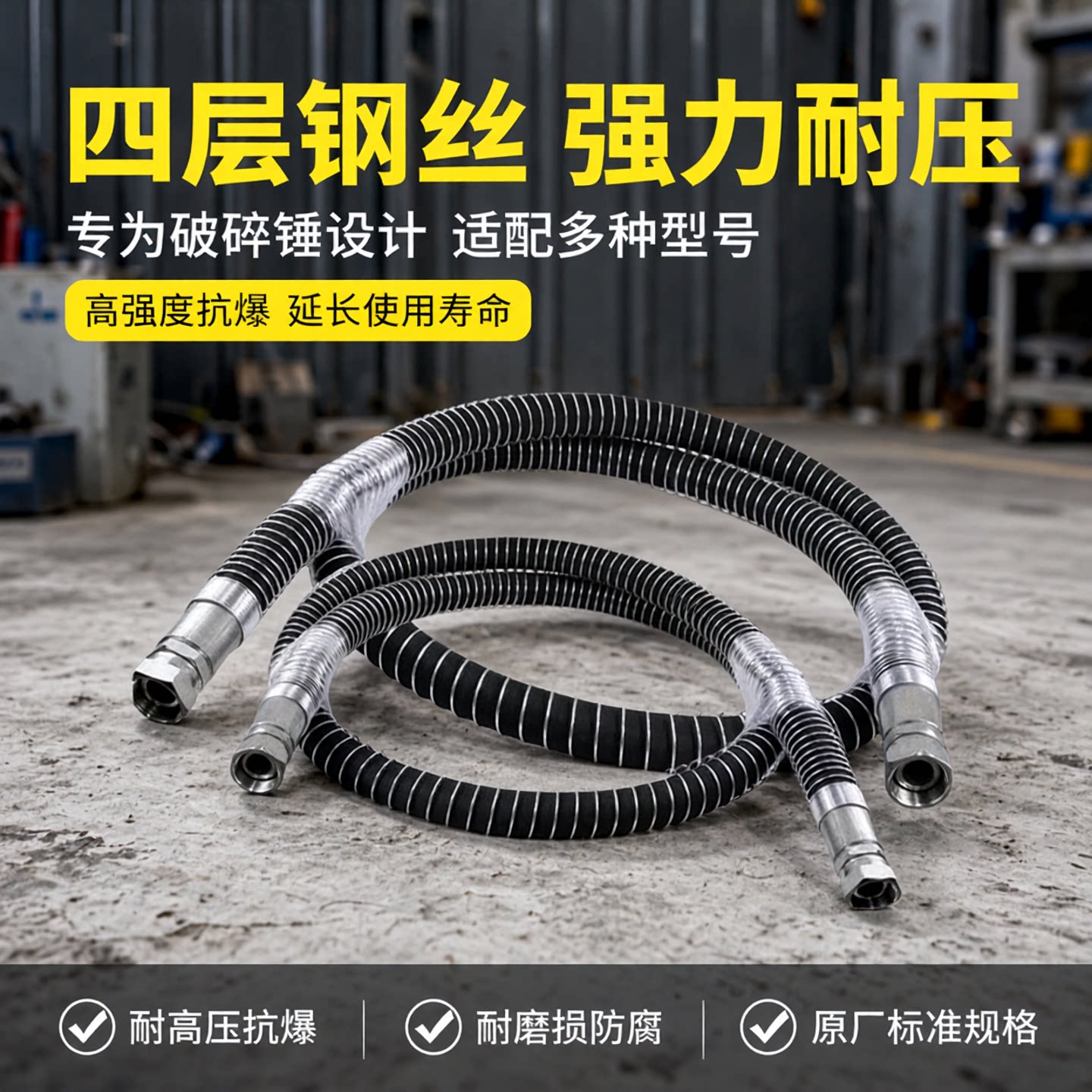 挖掘机破碎锤高压油管68/100勾机140炮头175炮锤管路锤管炮管配件