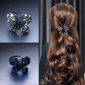 女士金属头发抓夹中号水钻半扎发夹子后脑勺发夹气质蝴蝶发卡头饰