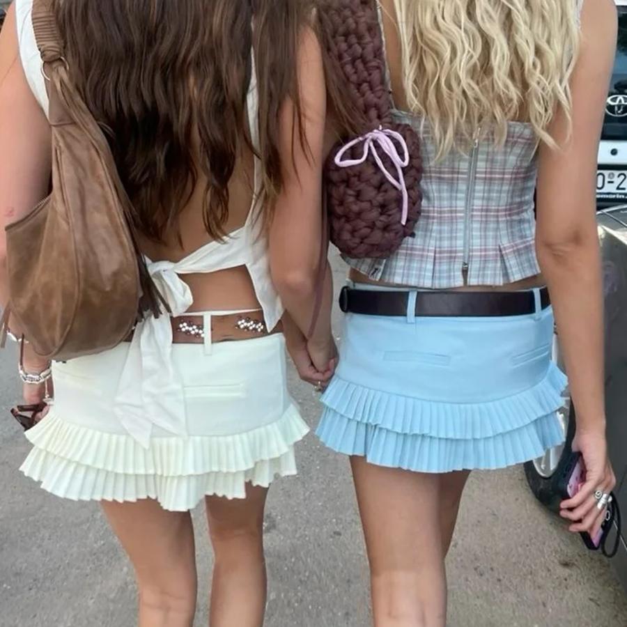 NAYB欧美辣妹防走光百褶迷你裙女