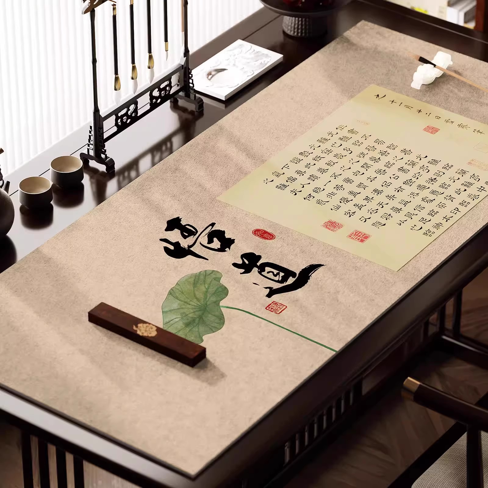 新中式羊毛毛毡桌布书法垫子案台专用防墨桌垫书房毛笔练字保护垫防油