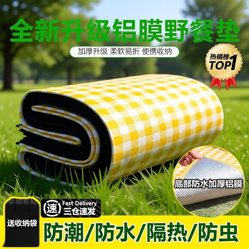 野餐垫便携加厚户外露营地垫春游坐垫防水草坪垫子铝膜防潮垫,户外/登山/野营/旅行用品,野餐垫,淘宝优惠券,粉丝福利购,淘宝优惠卷
