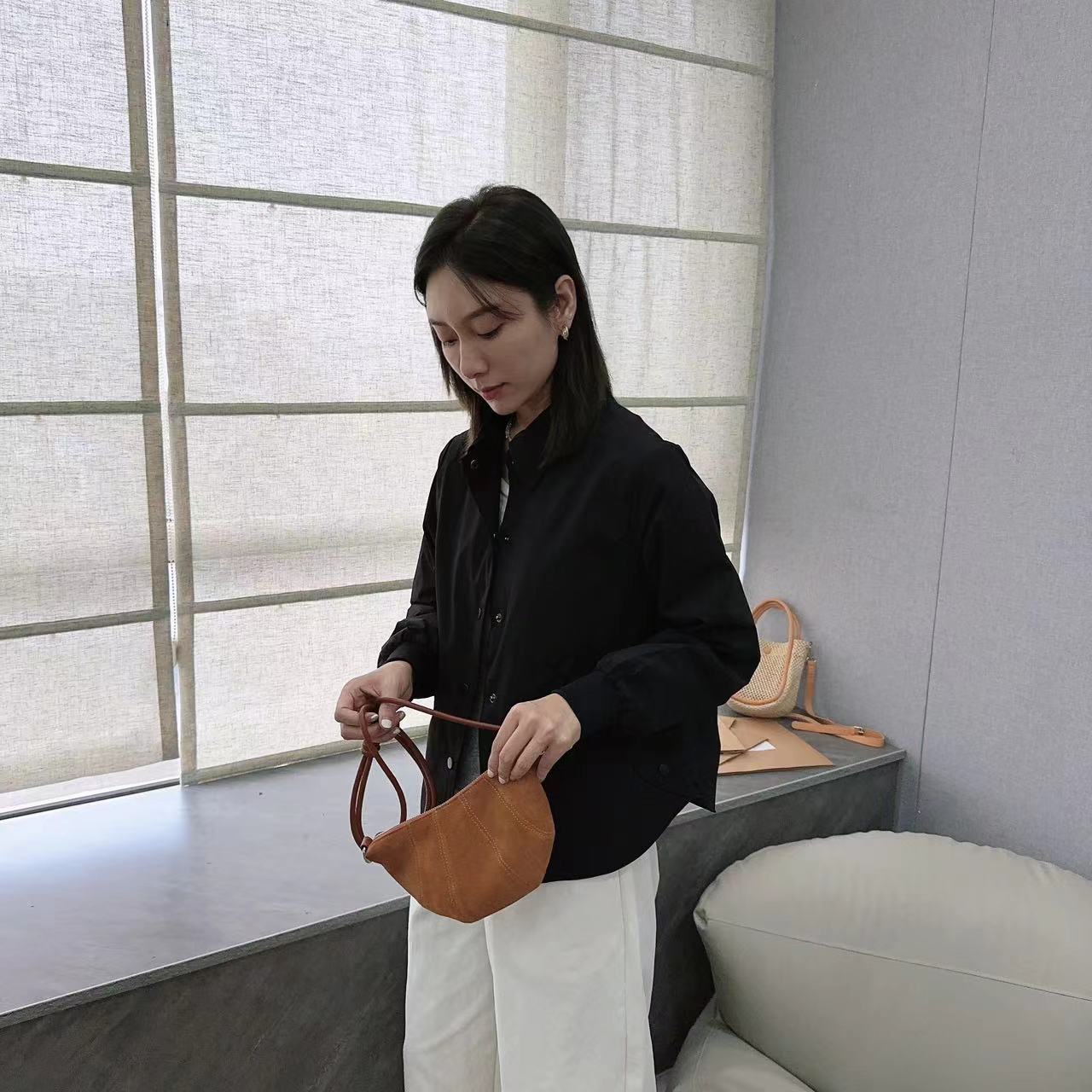 春秋薄款短款小个子衬衫外套女