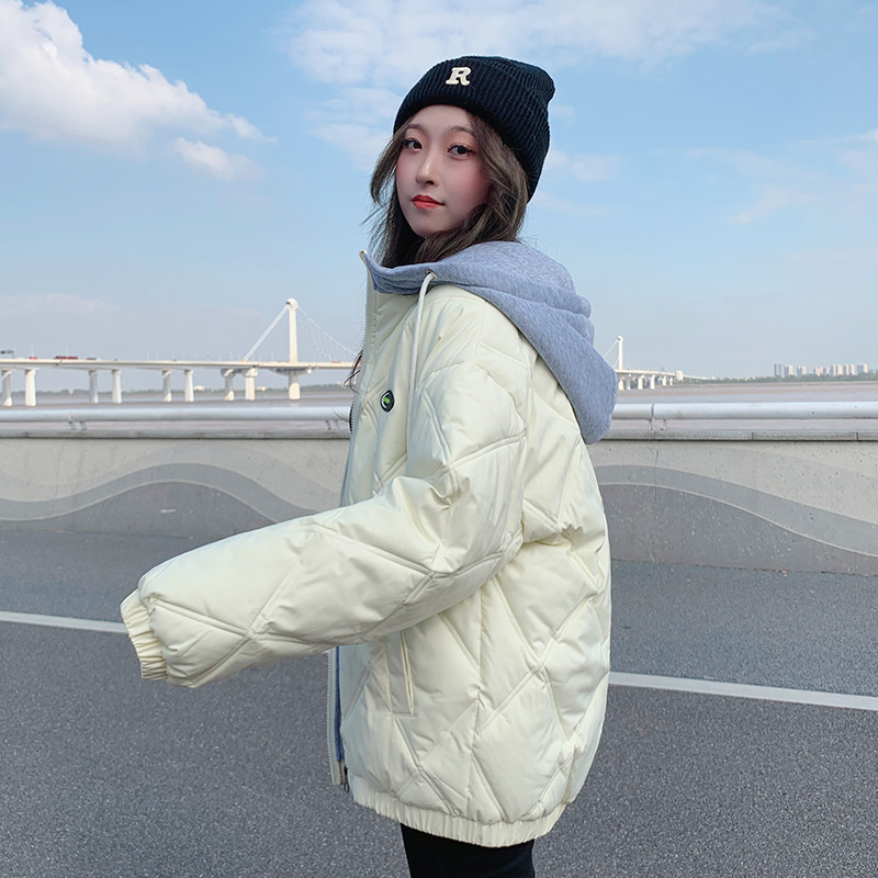 韩系菱格短款棉衣棉服女秋冬季外套女装夹棉薄款棉袄2025年新款潮