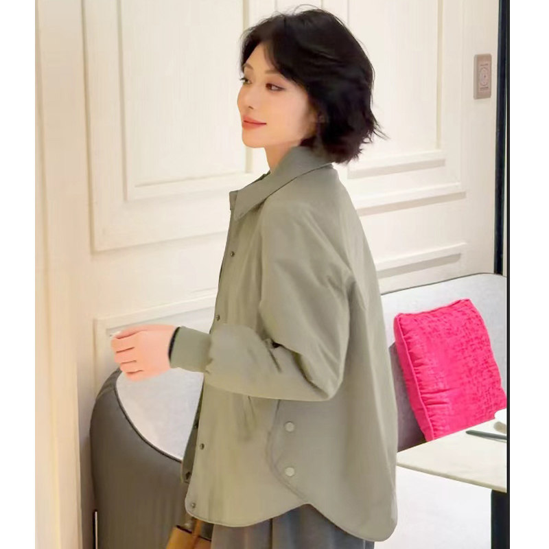 春秋薄款短款小个子女士衬衫外套