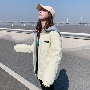 韩系菱格短款棉衣棉服女秋冬季外套女装夹棉薄款棉袄2025年新款潮