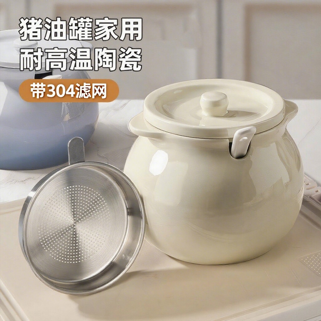猪油罐家用陶瓷耐高温食品级油罐装荤油辣椒油专用罐子厨房调料罐