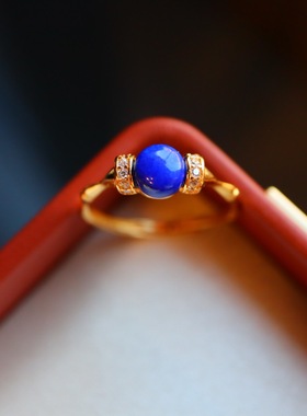 天然青金石戒指通体s925银镀金