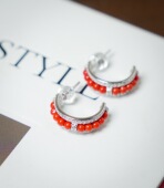 设计独特百搭时尚 925银镶南红耳钉南红指环这款 套装 气质