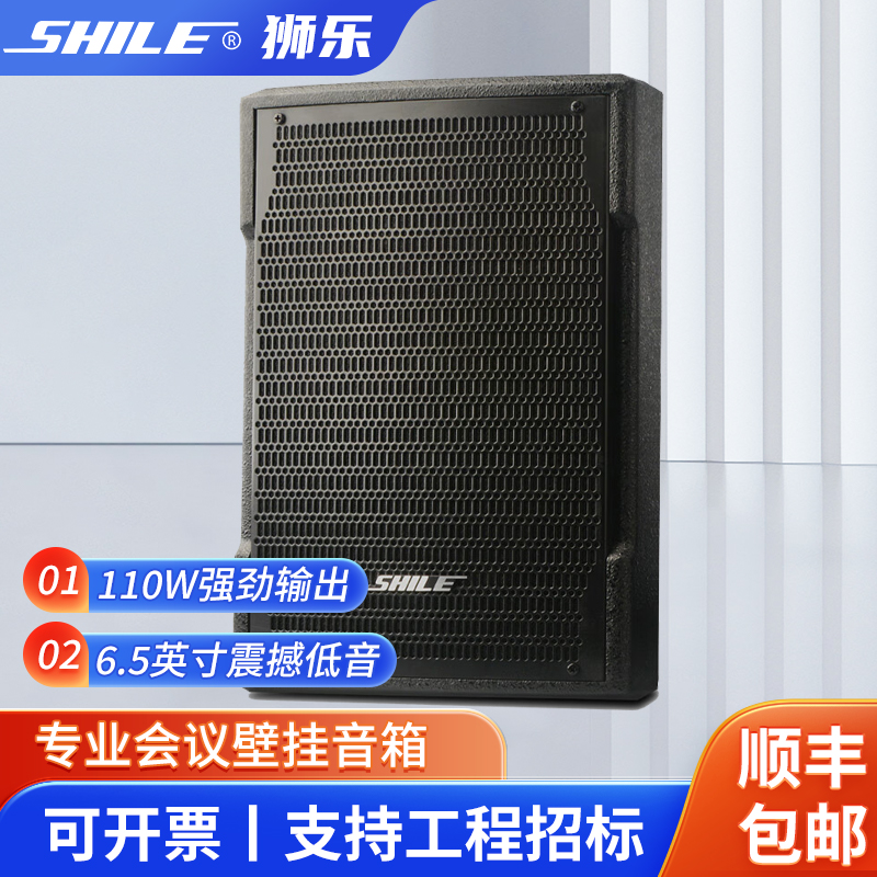 狮乐（SHILE）V-6两分频壁挂音箱6.5英寸木质烤漆可调角度定阻