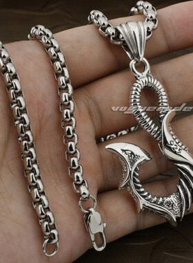 男款鱼钩重型骑士银饰包邮吊坠