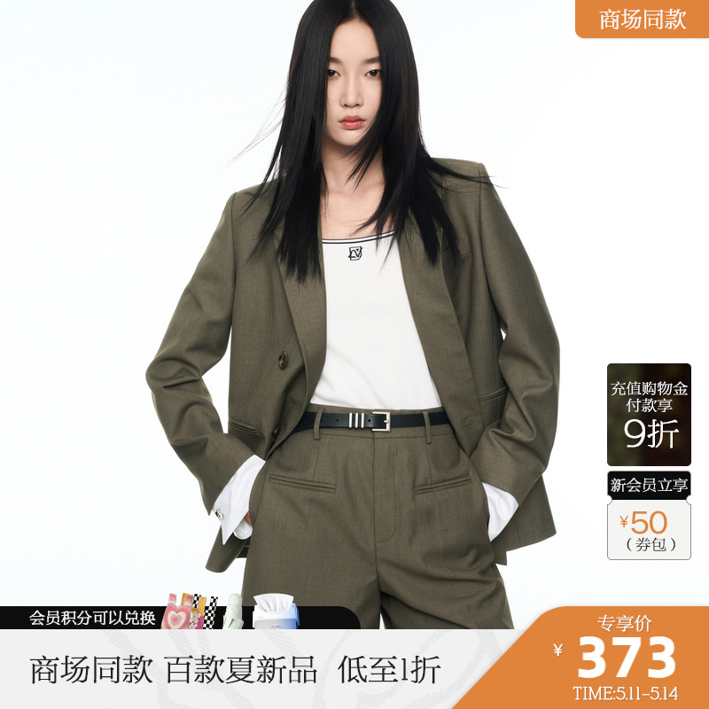 COLOVE卡拉佛西装短外套女2023秋新款时尚洋气高级气质西服外套