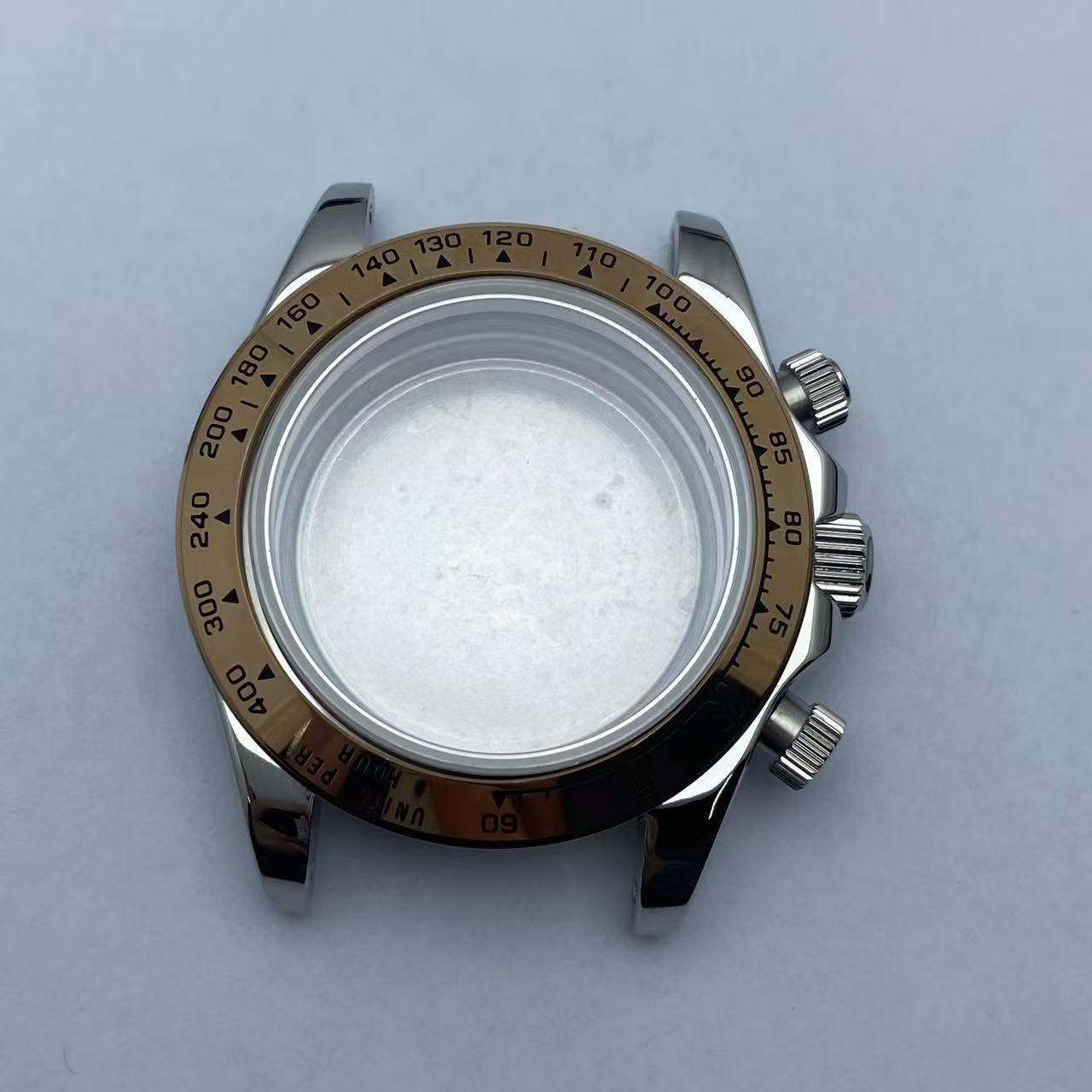 迪拿39.3mm金/玫/银表壳加表圈合适vk63石英机芯，表耳宽20mm