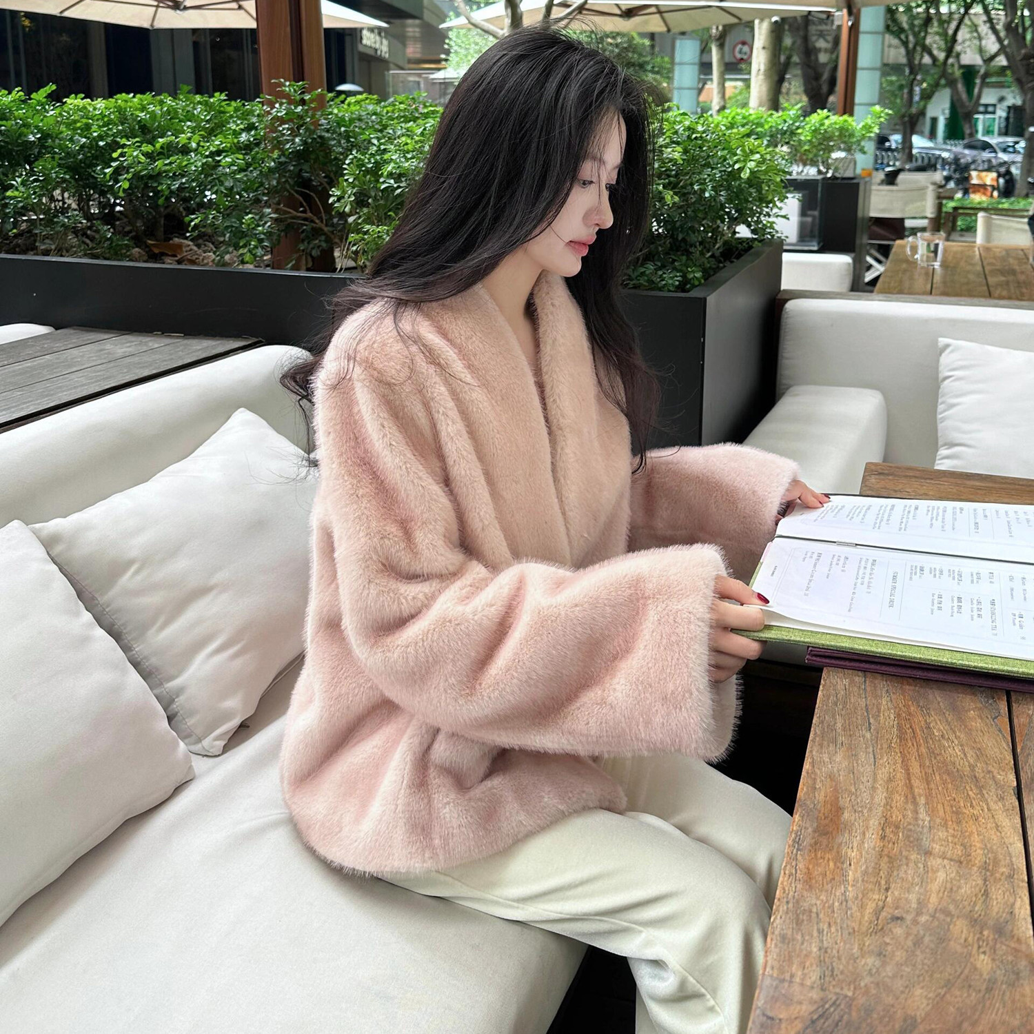 气质少女仿水貂皮草外套冬季新款加厚貂绒皮毛一体洋气毛毛大衣女