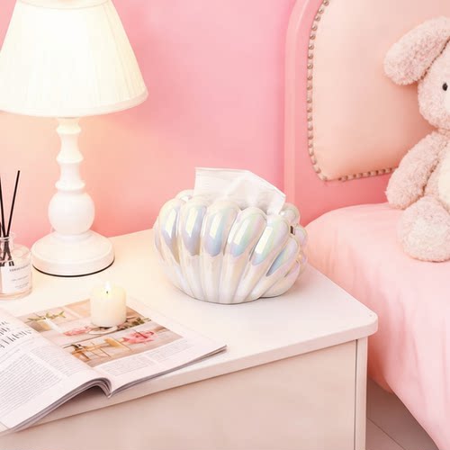 小众贝壳纸巾盒创意摆件