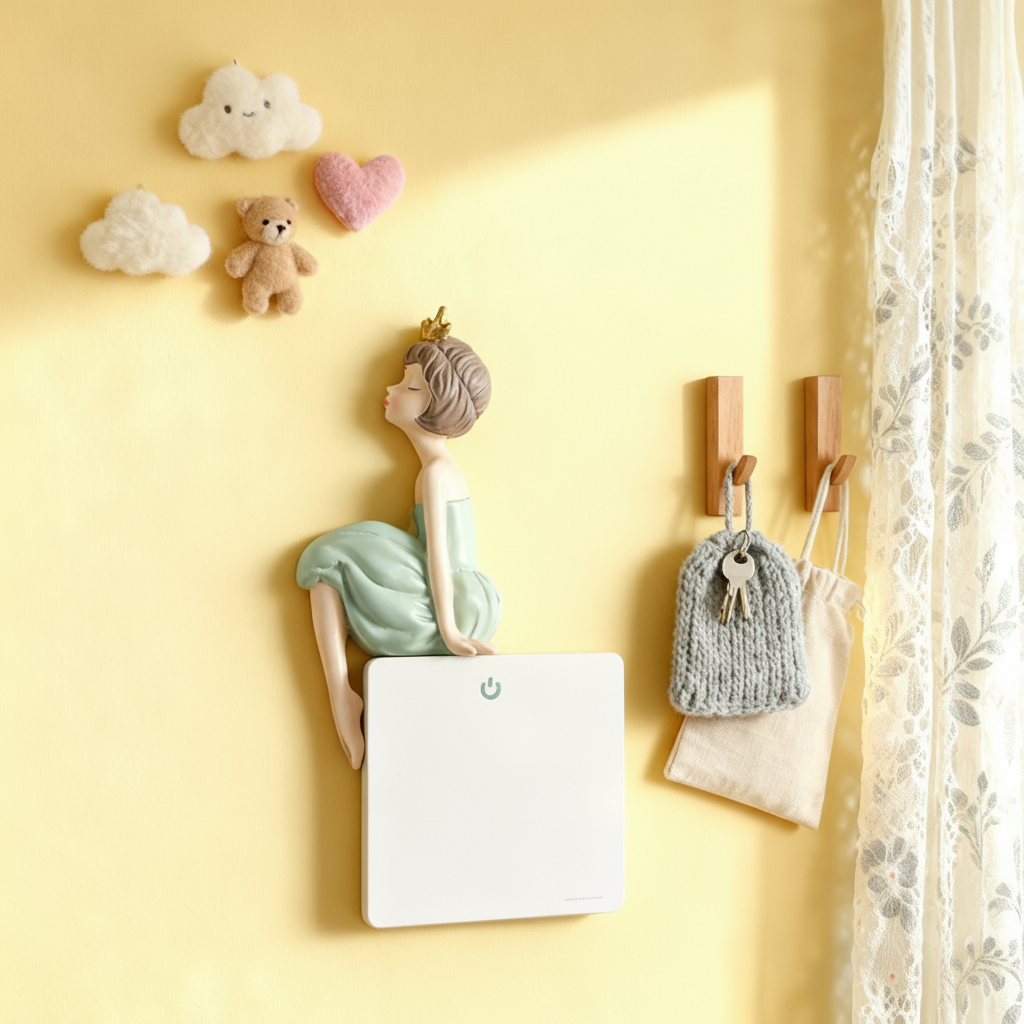 卡通风创意开关贴装饰贴纸可爱少女心墙面装饰贴画,家居饰品,开关贴,淘宝优惠券,粉丝福利购,淘宝优惠卷