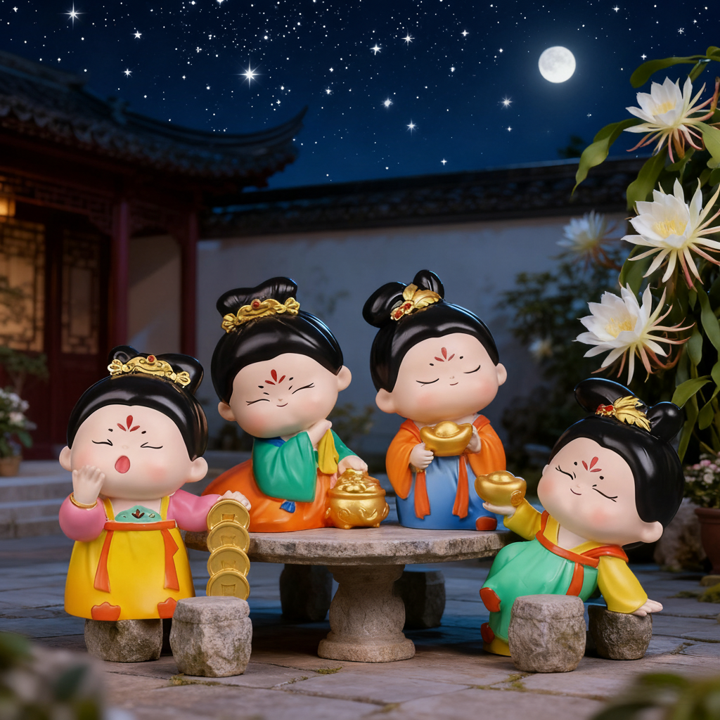 中式古典宫廷人物桌面摆件