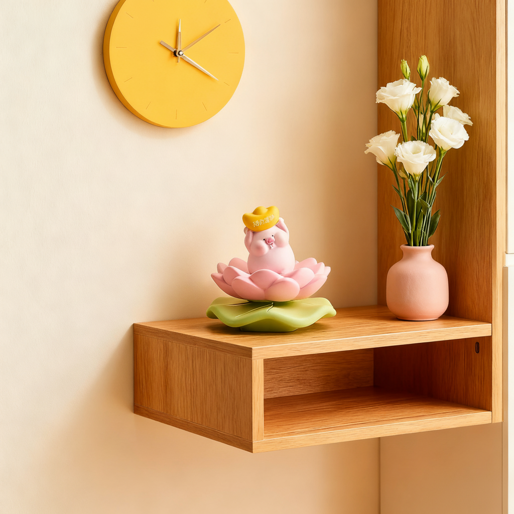 可爱卡通猪莲花造型桌面摆件