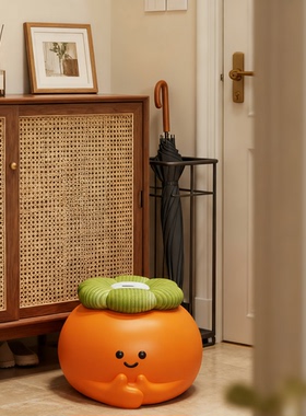可爱柿子造型毛绒卡通收纳凳