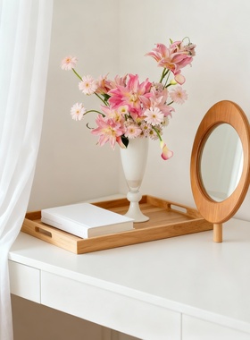 简约木质椭圆形化妆镜